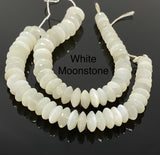 Natural Moonstone Gemstone Beads - German Cut Saucer Beads, Bulk Wholesale Beads, 8- 13mm, 8" Strand