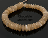 Natural Moonstone Gemstone Beads - German Cut Saucer Beads, Bulk Wholesale Beads, 8- 13mm, 8" Strand