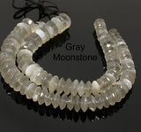 Natural Moonstone Gemstone Beads - German Cut Saucer Beads, Bulk Wholesale Beads, 8- 13mm, 8" Strand