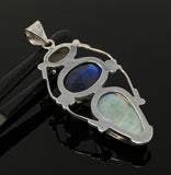 Gemstone Pendant - Larimar, Aquamarine and Labradorite , Wire Wrapped Pendant, Silver Jewelry Gifts for Her, Bohemian Jewelry