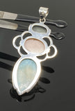 Gemstone Pendant - Larimar, Aquamarine and Pink Opal, Wire Wrapped Pendant, Silver Jewelry Gifts for Her, Bohemian Jewelry