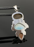 Gemstone Pendant - Larimar, Sunstone and Labradorite, Wire Wrapped Pendant, Silver Jewelry Gifts for Her, Bohemian Jewelry