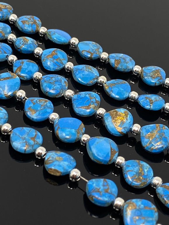 Mohave Blue Copper Turquoise Gemstone Beads, Turquoise Beads, Wholesale Bulk Beads for DIY Jewelry Making, Jewelry Supplies, 20 Pcs