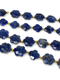 Sodalite Beads - Flower Shape, Gemstone Beads, Jewelry Supplies for Jewelry Making, Wholesale Beads, Bulk Beads, 8"Strand