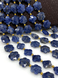 Sodalite Beads - Flower Shape, Gemstone Beads, Jewelry Supplies for Jewelry Making, Wholesale Beads, Bulk Beads, 8"Strand