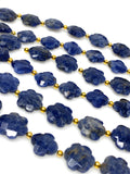 Sodalite Beads - Flower Shape, Gemstone Beads, Jewelry Supplies for Jewelry Making, Wholesale Beads, Bulk Beads, 8"Strand