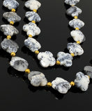 Dendrite Beads - Flower Shape, Gemstone Beads, Jewelry Supplies forJewelry Making, Bulk Beads, 8" Strand