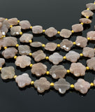 Natural Chocolate Moonstone Beads - Flower Shape, Gemstone Beads, Jewelry Supplies for Jewelry Making, Wholesale Beads, 8" Strand
