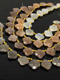 Moonstone Beads - Flower Shape, Gemstone Beads, Jewelry Supplies for Jewelry Making, Wholesale Beads, Bulk Beads, 8”Str/ 15 Pcs