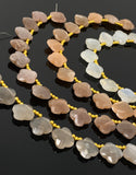 Moonstone Beads - Flower Shape, Gemstone Beads, Jewelry Supplies for Jewelry Making, Wholesale Beads, Bulk Beads, 8”Str/ 15 Pcs