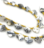 Dendrite Beads - Flower Shape, Gemstone Beads, Jewelry Supplies forJewelry Making, Bulk Beads, 8" Strand