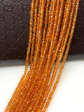 16.5” Natural Orange Songea Sapphire Gemstone Beads - Micro Faceted AAA+ Quality, Gemstone Beads, 2.5mm - 3.5mm
