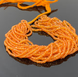16.5” Natural Orange Songea Sapphire Gemstone Beads - Micro Faceted AAA+ Quality, Gemstone Beads, 2.5mm - 3.5mm
