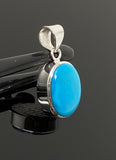 Natural Sleeping Beauty Turquoise Pendant, Sterling Silver Turquoise Gemstone Pendant, Bohemian Jewelry, 1.25” X 0.70”