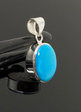 Natural Sleeping Beauty Turquoise Pendant, Sterling Silver Turquoise Gemstone Pendant, Bohemian Jewelry, 1.25” X 0.70”