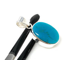 Natural Sleeping Beauty Turquoise Pendant, Sterling Silver Turquoise Gemstone Pendant, Bohemian Jewelry, 1.45” X 0.65”