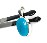 Natural Sleeping Beauty Turquoise Pendant, Sterling Silver Turquoise Gemstone Pendant, Bohemian Jewelry, 1.45” X 0.65”
