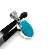 Natural Sleeping Beauty Turquoise Pendant, Sterling Silver Turquoise Gemstone Pendant, Bohemian Jewelry, 1.45” X 0.60”