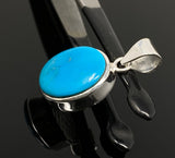 Natural Sleeping Beauty Turquoise Pendant, Sterling Silver Turquoise Gemstone Pendant, Bohemian Jewelry, 1.30” X 0.65”