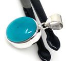 Natural Sleeping Beauty Turquoise Pendant, Robin Egg Blue Turquoise Silver Gemstone Pendant, Bohemian Jewelry, 1.30” X 0.65”