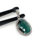Emerald Diamond Pendant, Sterling Silver May Birthstone Jewelry, Spiritual Healing Heart Chakra Crystal Pendant, Gifts for Her 1.40” x 0.75”