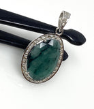 Emerald Diamond Pendant, Sterling Silver May Birthstone Jewelry, Spiritual Healing Heart Chakra Crystal Pendant, Gifts for Her 1.40” x 0.75”