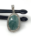 Natural Emerald Pave Diamond Pendant, Spiritual Healing Crystal Jewelry, Heart Chakra Balancing Gemstone Jewelry, May Birthstone Jewelry