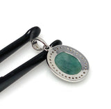 Emerald Diamond Pendant, Natural Emerald Sterling Silver Pendant, May Birthstone Pendant, Pave Diamond Pendant, 1.25” x 0.75”