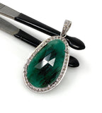 Emerald Diamond Pendant, May Birthstone Heart Chakra Healing Jewelry, Spiritual Crystal Jewelry, Handmade Silver Emerald Pendant Gifts