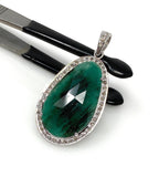 Emerald Diamond Pendant, May Birthstone Heart Chakra Healing Jewelry, Spiritual Crystal Jewelry, Handmade Silver Emerald Pendant Gifts