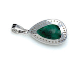 Emerald Diamond Pendant, Natural Emerald Sterling Silver Pendant, May Birthstone Pendant, Pave Diamond Pendant, 1.40” x 0.75”