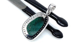 Emerald Diamond Pendant, Natural Emerald Sterling Silver Pendant, May Birthstone Pendant, Pave Diamond Pendant, 1.45” x 0.75”