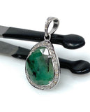 Emerald Diamond Pendant, Sterling Silver May Birthstone Pendant, Spiritual Healing Jewelry, Chakra Balancing Gemstone Pendant, 1.20” x 0.80”