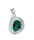 Emerald Diamond Pendant, Sterling Silver May Birthstone Pendant, Spiritual Healing Jewelry, Chakra Balancing Gemstone Pendant, 1.20” x 0.80”