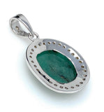 Emerald Pendant, Sterling Silver Pave Diamond Pendant, May Birthstone Pendant, Spiritual Healing Crystal Jewelry, Heart Chakra Jewelry Gift