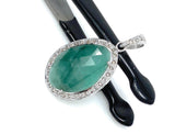 Emerald Diamond Pendant, Natural Emerald Sterling Silver Pendant, May Birthstone Pendant, Pave Diamond Pendant, 1.40” x 0.80”