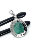 Emerald Diamond Pendant, May Birthstone Pendant, Spiritual Healing Crystal Jewelry, Heart Chakra Balancing Jewelry, Pave Diamond Pendant