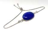 Lapis Lazuli Gemstone Bracelet, Sterling Silver Adjustable Bracelet, AAA Quality Lapis Lazuli Bracelet, Gifts for Her