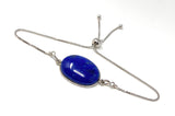 Lapis Lazuli Gemstone Bracelet, Sterling Silver Adjustable Bracelet, AAA Quality Lapis Lazuli Bracelet, Gifts for Her