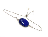 Lapis Lazuli Gemstone Bracelet, Sterling Silver Adjustable Bolo Bracelet, AAA Quality Lapis Lazuli Bracelet, Gifts for Her