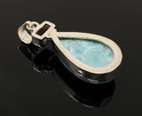 Natural Larimar and Garnet Gemstone Pendant, Sterling Silver Jewelry, Larimar Pendant, Garnet Pendant, Bohemian Jewelry