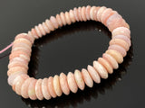 8" Natural Pink Opal Gemstone Beads, German Cut Pink Opal Saucer Beads, Bulk Wholesale Beads, 8-14mm