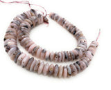 7.5" Natural Pink Dendrite Opal Gemstone Beads, German Cut Saucer Beads, Bulk Wholesale Beads, 9mm-14mm