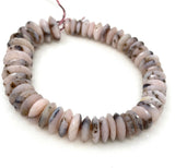 7.5" Natural Pink Dendrite Opal Gemstone Beads, German Cut Saucer Beads, Bulk Wholesale Beads, 9mm-14mm