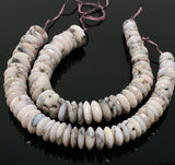 7.5" Natural Pink Dendrite Opal Gemstone Beads, German Cut Saucer Beads, Bulk Wholesale Beads, 9mm-14mm