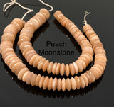 Natural Moonstone Gemstone Beads - German Cut Saucer Beads, Bulk Wholesale Beads, 8- 13mm, 8" Strand