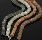 Natural Moonstone Gemstone Beads - German Cut Saucer Beads, Bulk Wholesale Beads, 8- 13mm, 8" Strand