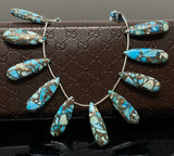 Natural Copper Turquoise Gemstone Beads, Jewelry Supplies for Jewelry Making, Wholesale Beads, Bulk Beads, 8” Strand/ 12 Pcs