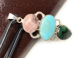 Silver Gemstone Pendant : Larimar, Emerald & Morganite, Spiritual Healing Pendant, Chakra Jewelry, Birthstone Pendant , Crystal Jewelry Gift