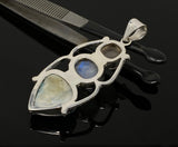 Larimar Gemstone Pendant with Morganite and Moonstone , Wire Wrapped Pendant, Silver Jewelry Gifts for Her, Bohemian Jewelry